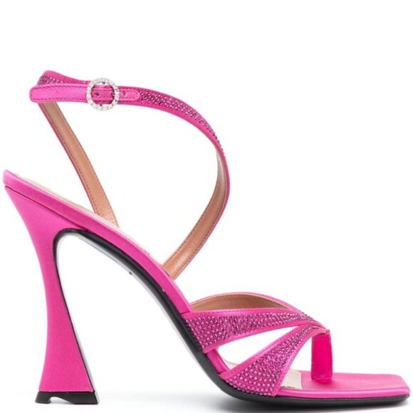 D'ACCORI Raya crystal-embellished 100mm satin sandals in Pink EU37 - Picture 1 of 4
